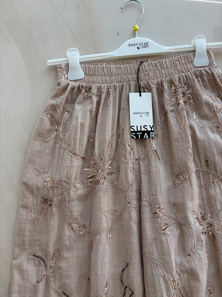 SUSY STAR - PANTALONE CURRVY STRASS - BEIGE