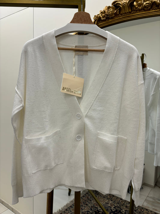 ANGELA DAVIS - CARDIGAN BRILLA - BIANCO