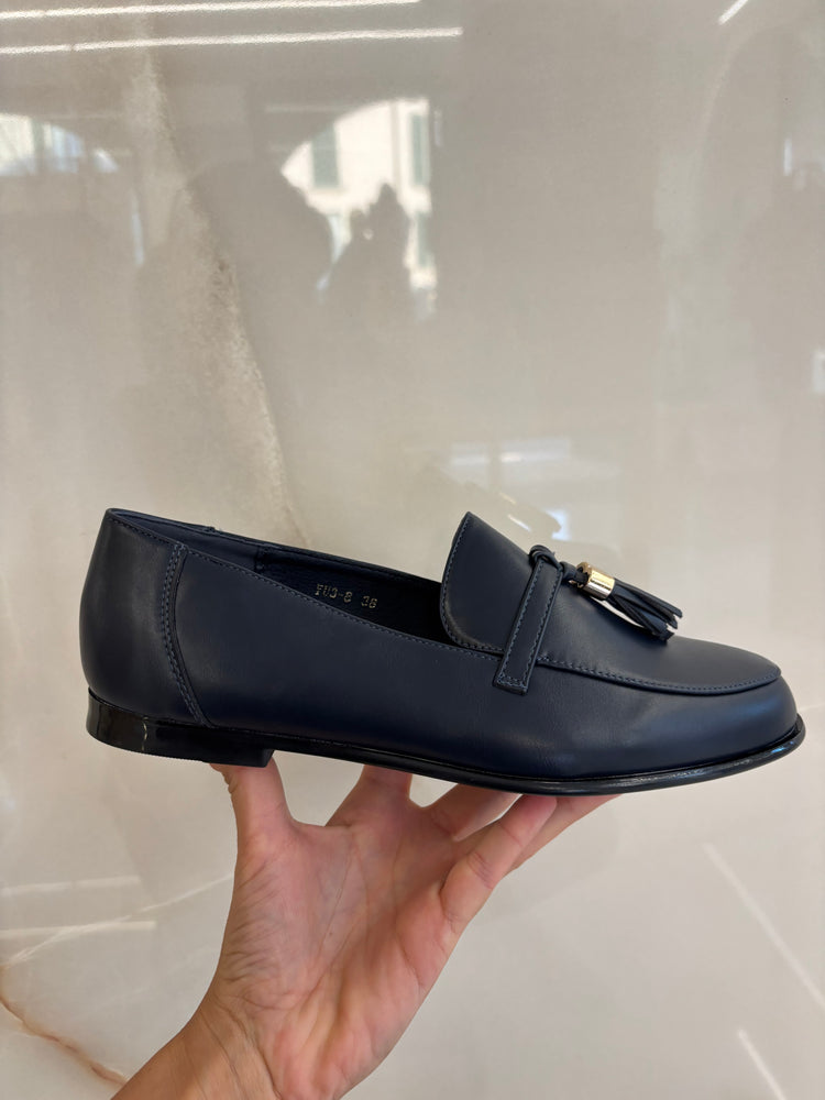 MOCASSINO ECOPELLE LISCIO - BLU