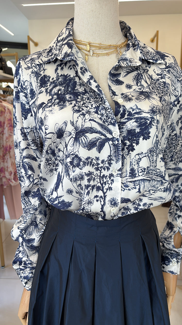 Daniel e Mayer - camicia in seta - fantasia blu