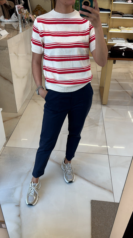 Susy mix - Maglia righe - panna e rossa
