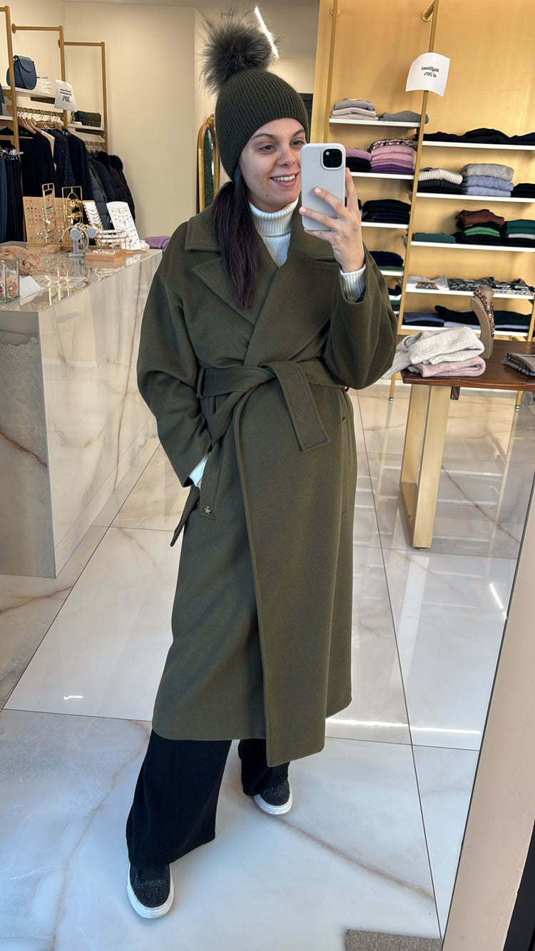 BERRETTA CON PON PON - CALLA - VERDE MILITARE