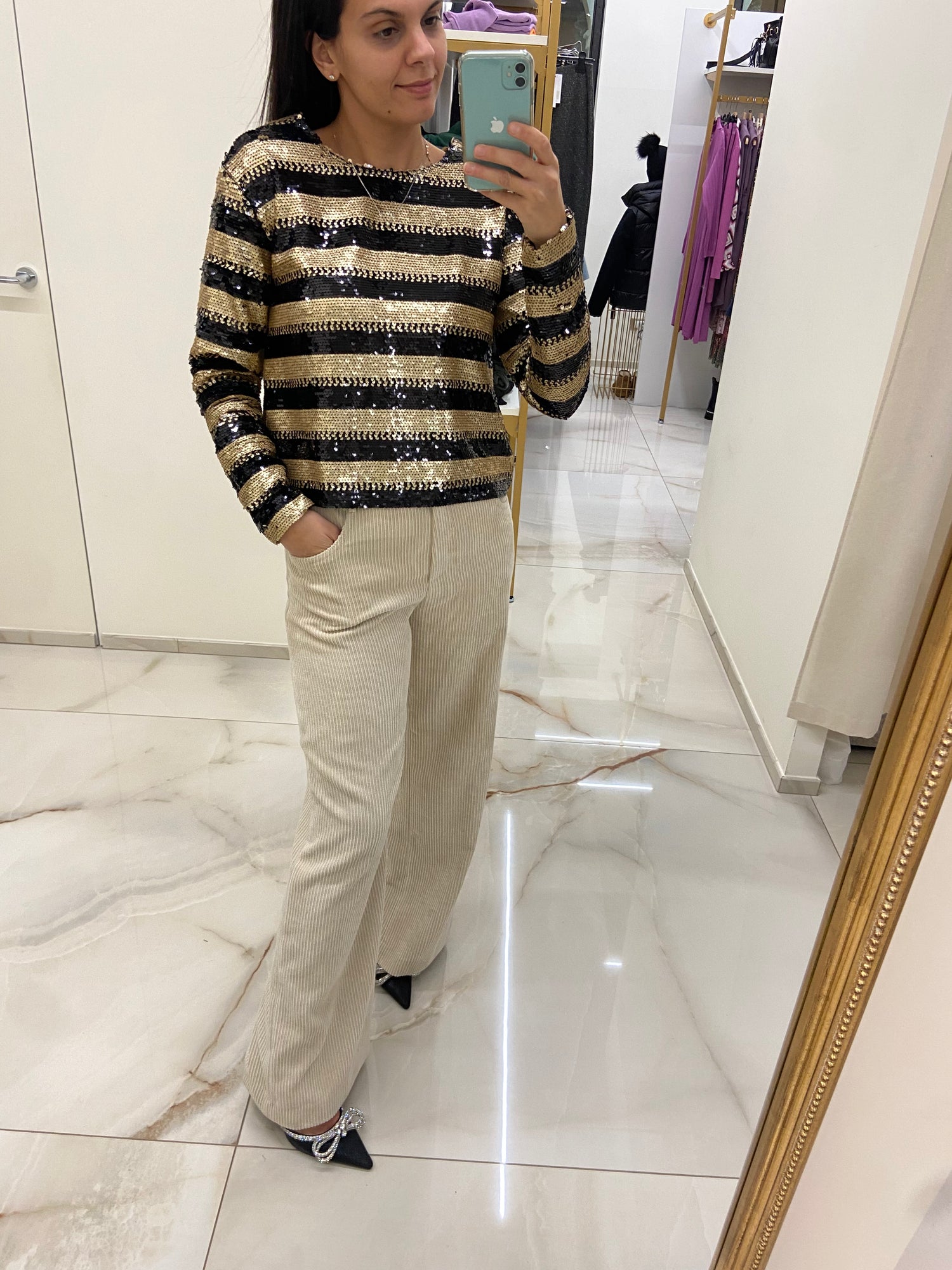 Maglia con top paillettes zara