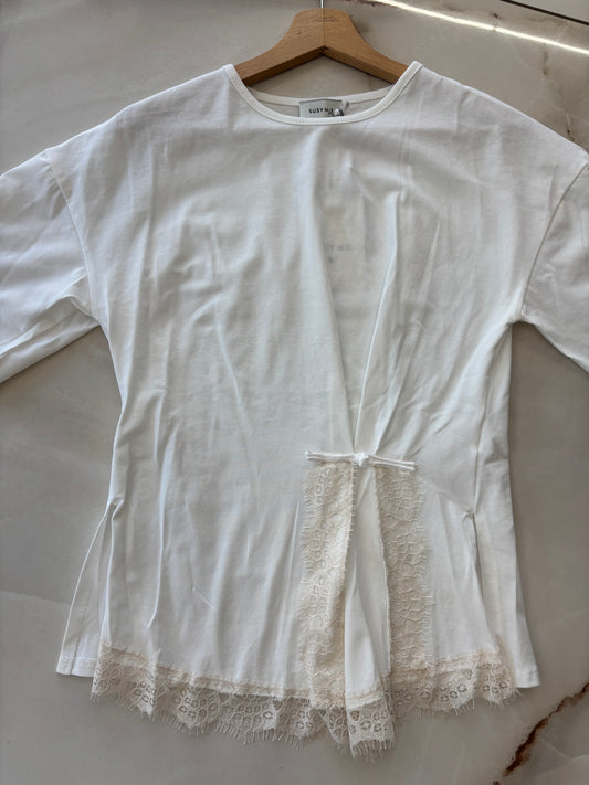 SUSY MIX - T SHIRT PIZZO - BIANCA