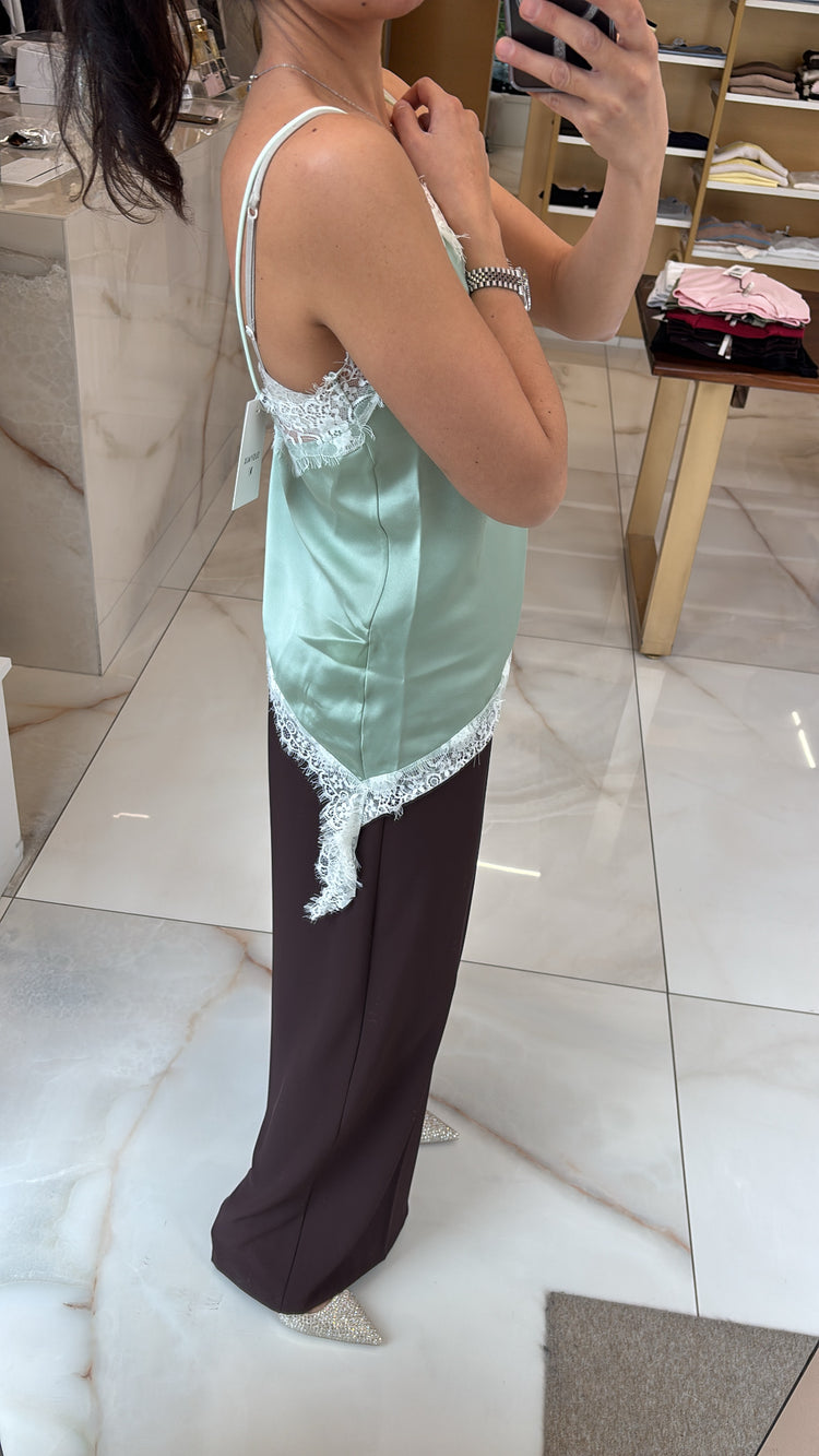 Susy mix - canotta pizzo - verde menta
