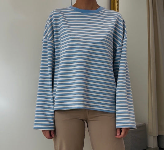 TENSIONE IN - FELPA RIGATA - AZZURRA