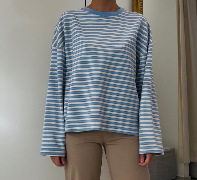 TENSIONE IN - FELPA RIGATA - AZZURRA