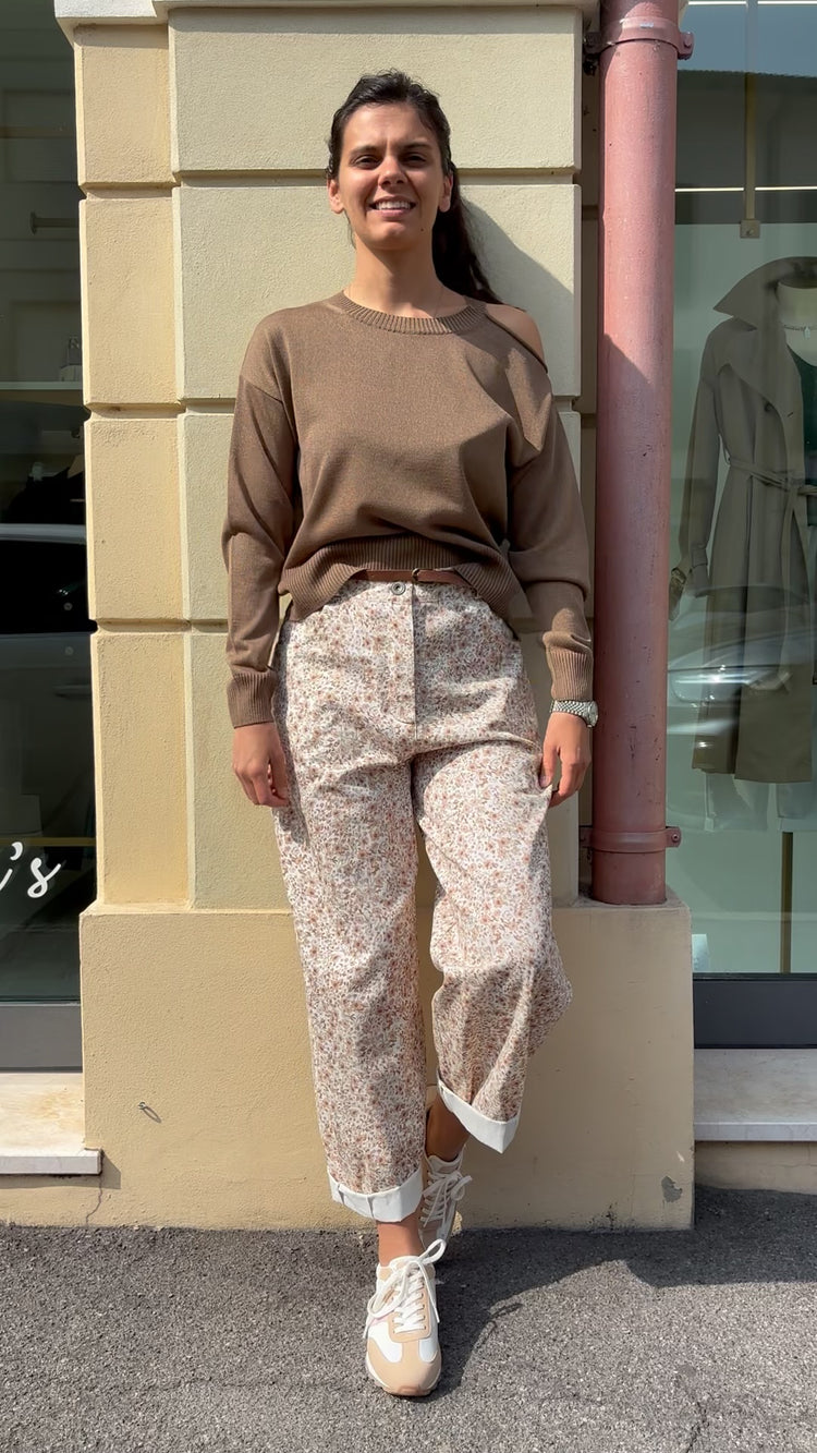 TENSIONE IN - MAGLIA CUT OUT - CHOCO MELANGE