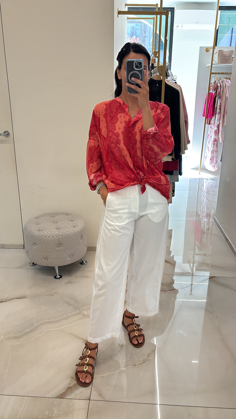 TENSIONE IN - CAMICIA IN MUSSOLA DI COTONE - BANDANA MAGENTA