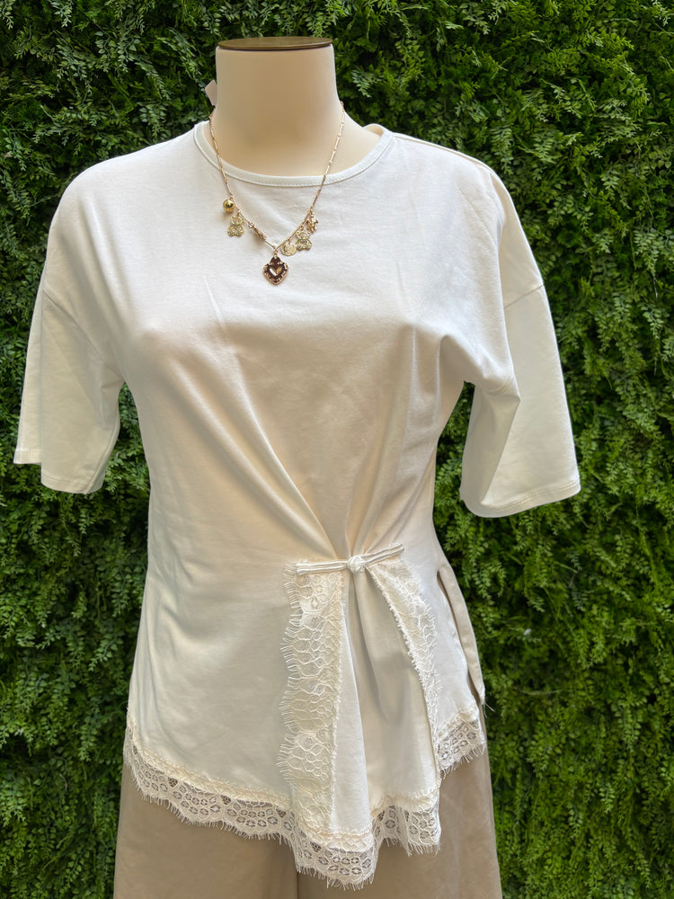 SUSY MIX - T SHIRT PIZZO - BIANCA
