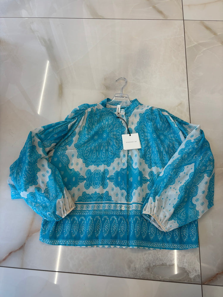 TENSIONE IN - CAMICIA IN MUSSOLA DI COTONE - AZZURRO ACQUA