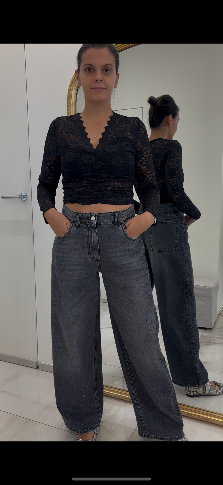 PHILIP - JEANS NERO DIAMANTINI