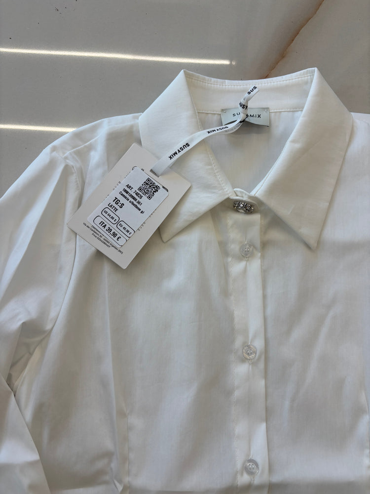 Susy mix - Camicia bottone gioiello  - latte