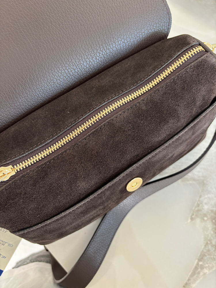 BORSA SUEDE E PELLE  - TESTA DI MORO