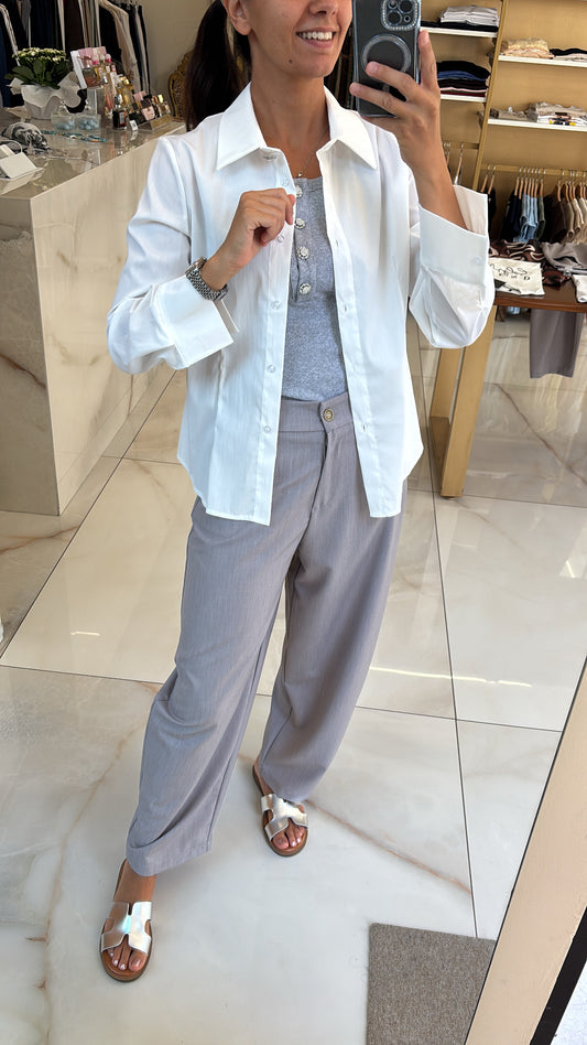 Susy mix - Camicia bottone gioiello - bianca