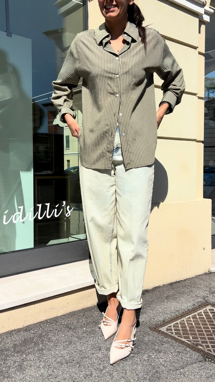 SUSY MIX - CAMICIA RIGHE - VERDE MILITARE