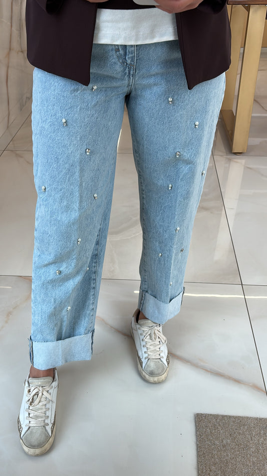 HAVEONE - JEANS MANDY CON APPLICAZIONE - CHIARO