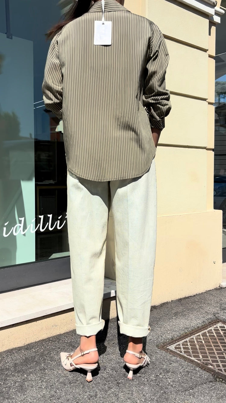 SUSY MIX - CAMICIA RIGHE - VERDE MILITARE