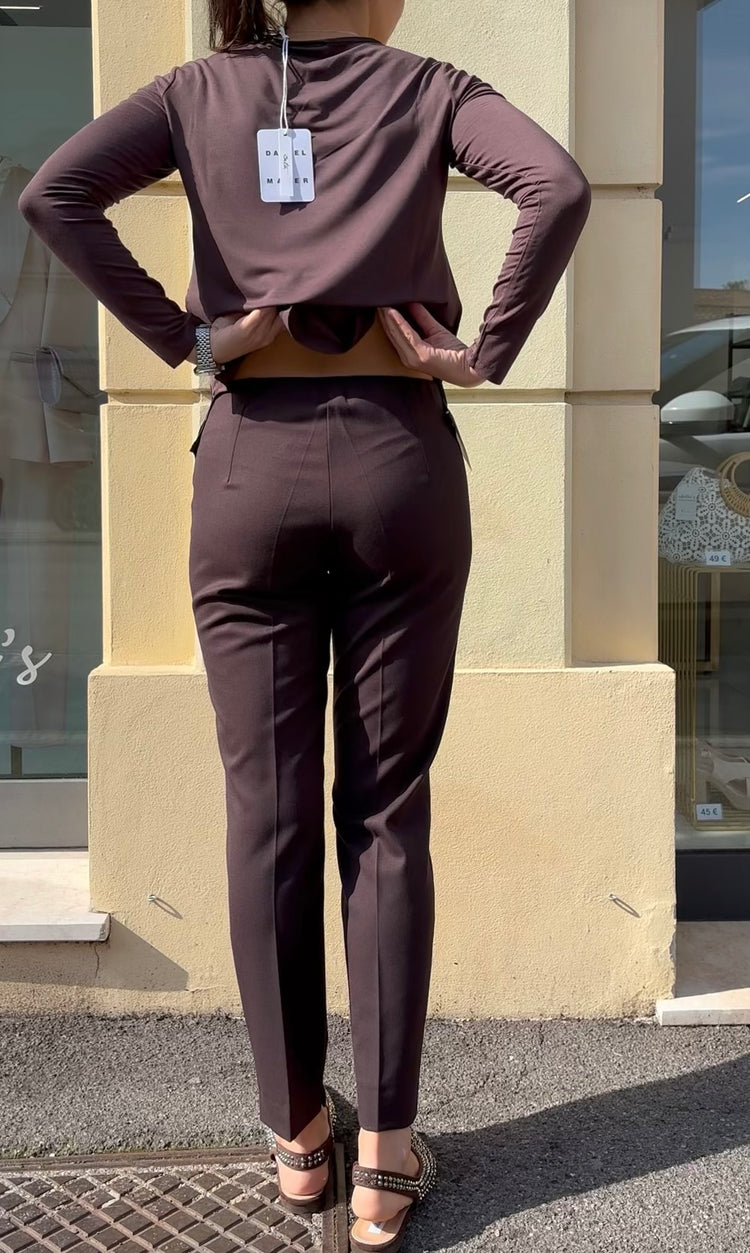 DANIEL & MAYER - PANTALONE BASICO cod. CAMERON ESTIVO - Testa di moro