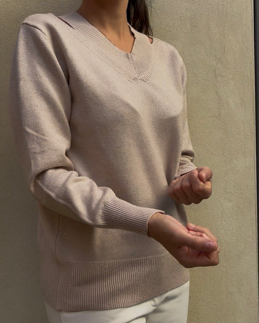 SUSY MIX - MAGLIA CUT OUT - BEIGE