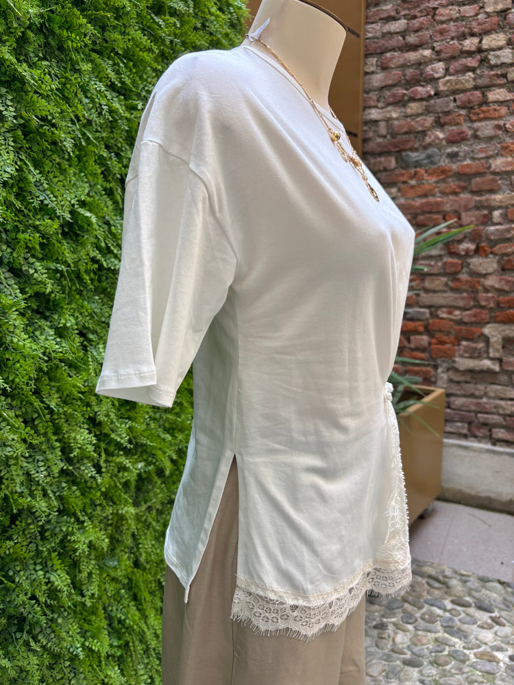 SUSY MIX - T SHIRT PIZZO - BIANCA