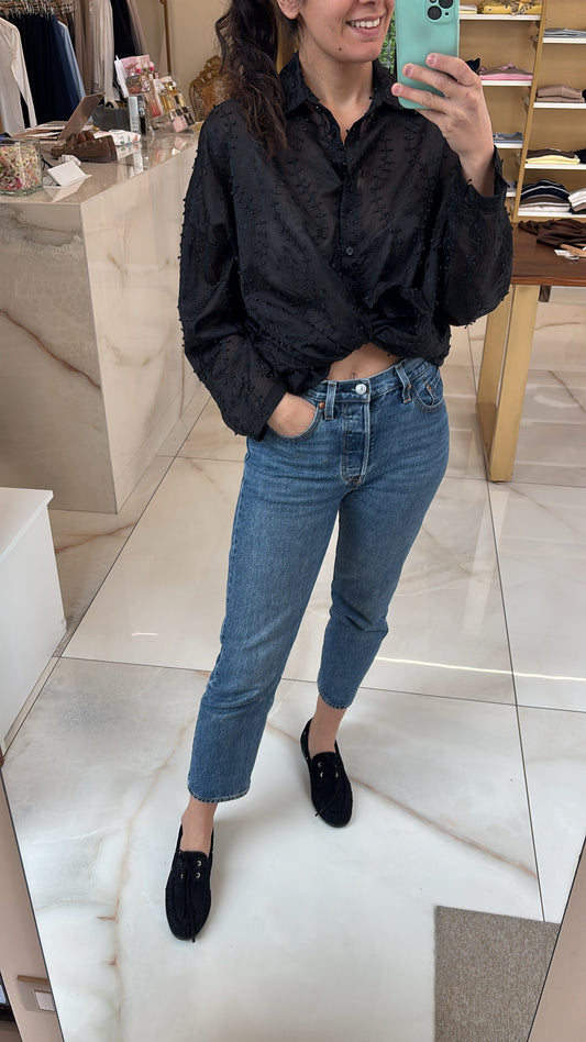 SUSY MIX - CAMICIA RICAMATA - NERO