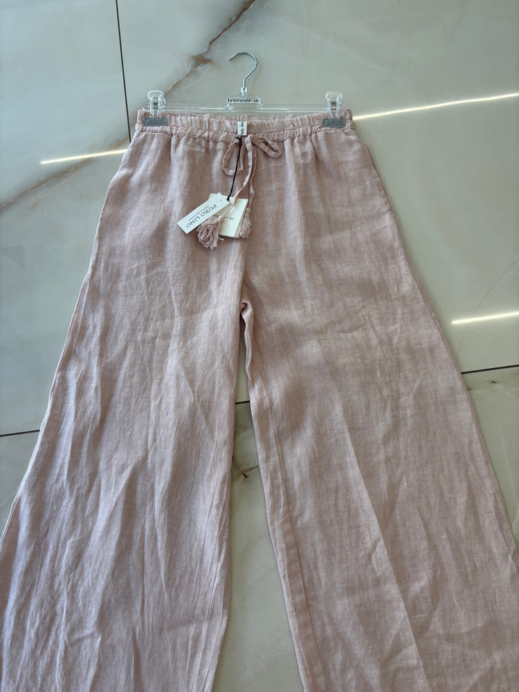 TENSIONE IN - PANTALONE IN LINO - ROSA