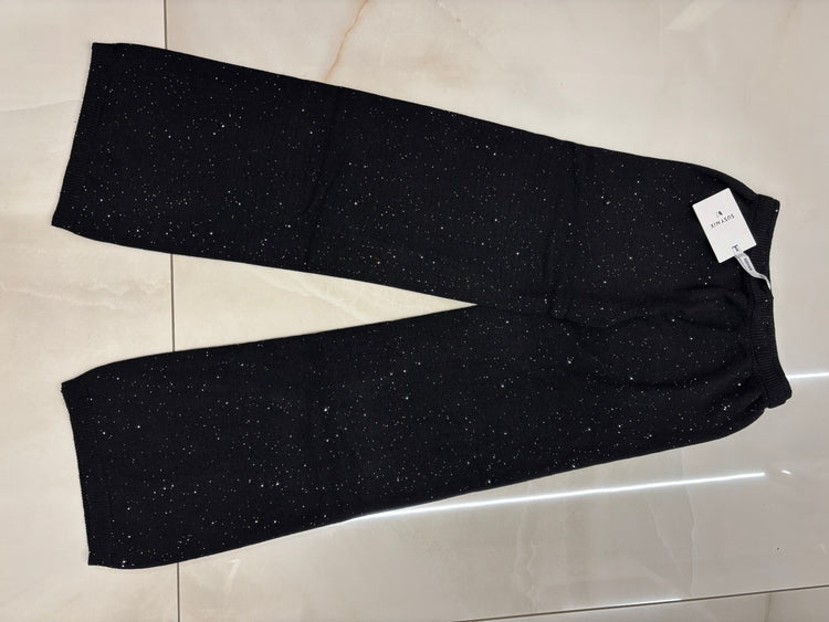 SUSY MIX - PANTALONE PALAZZA CON MICROPAILLETTES - NERO
