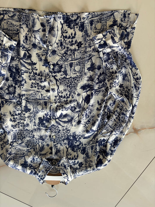 Daniel e Mayer - camicia in seta - fantasia blu