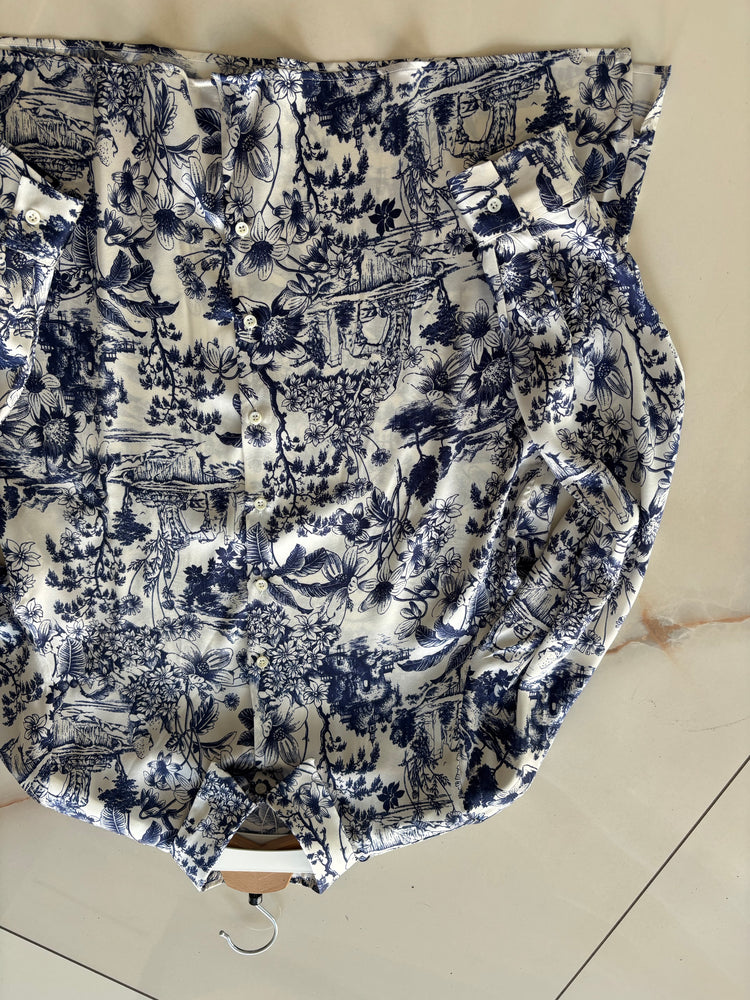 Daniel e Mayer - camicia in seta - fantasia blu