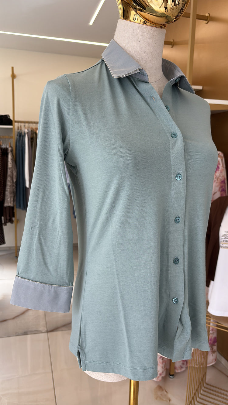 DANIEL E MAYER - CAMICIA IN MAGLIA - VERDE ACQUA