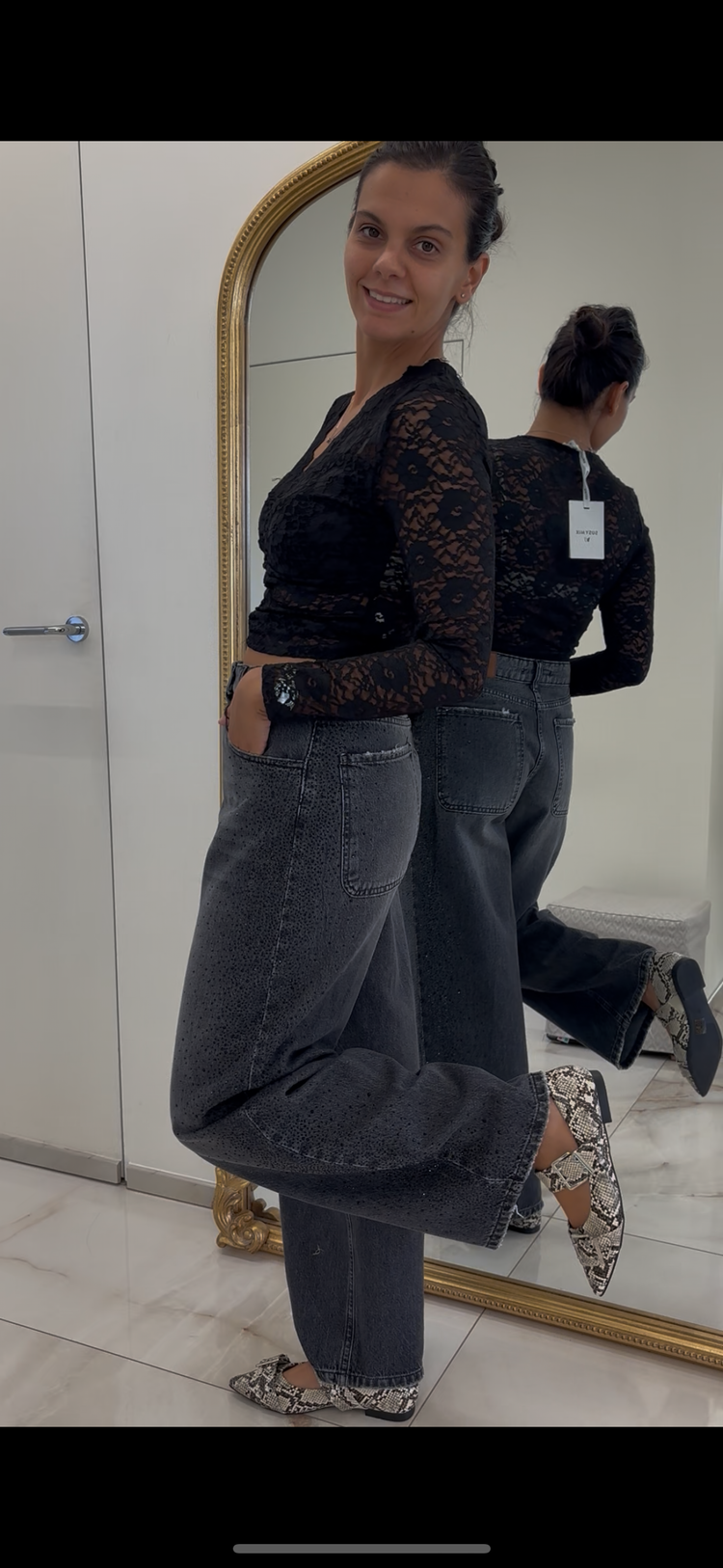 SUSY MIX - MAGLIA PIZZO SCOLLO V - NERO