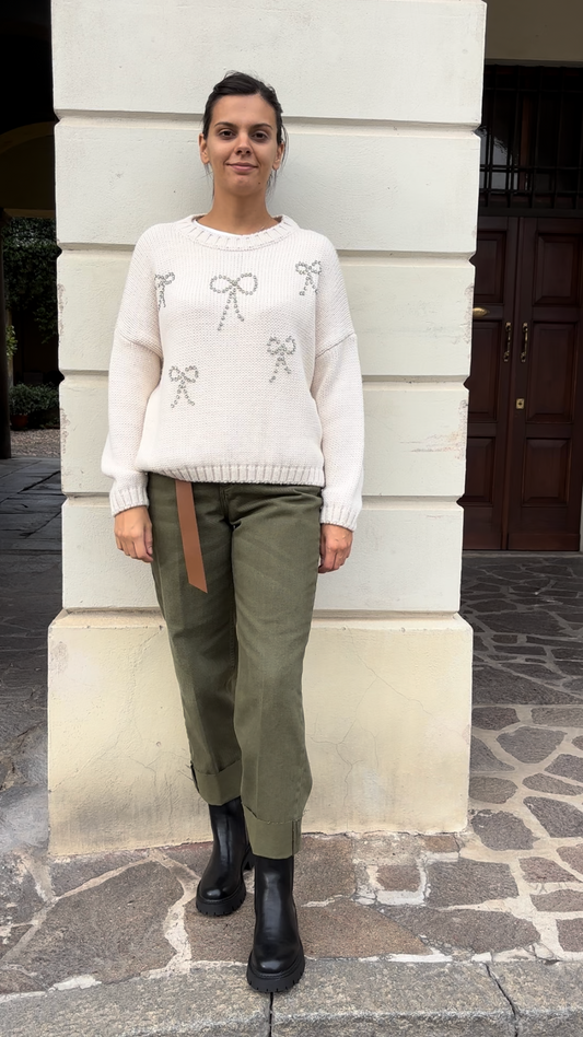 HAVEONE - PANTALONE " MANDY " - VERDE MILITARE