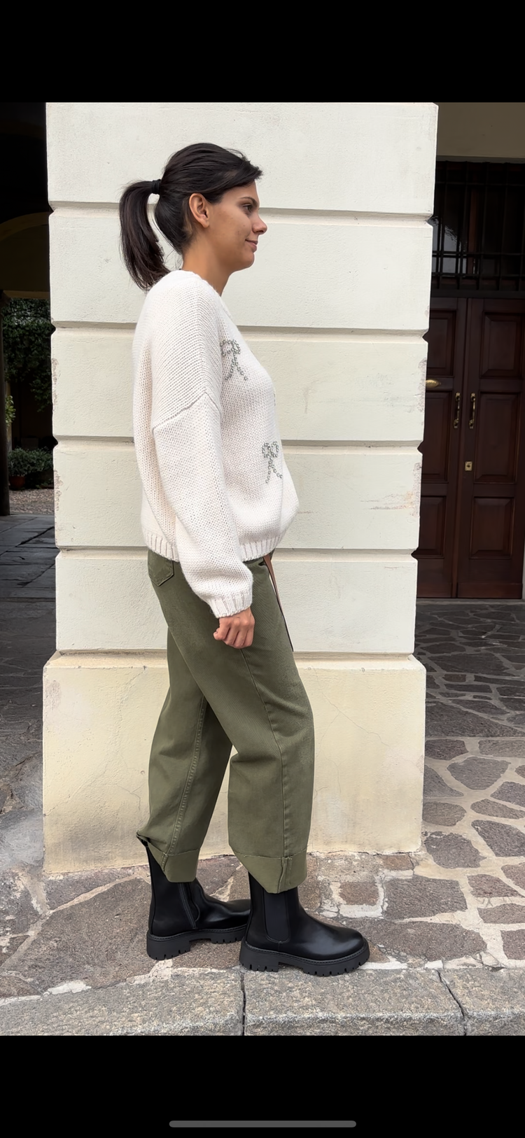 HAVEONE - PANTALONE " MANDY " - VERDE MILITARE