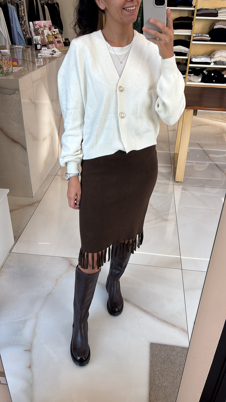 SUSY MIX - CARDIGAN CROP - MICRO PAILLETTES - LATTE