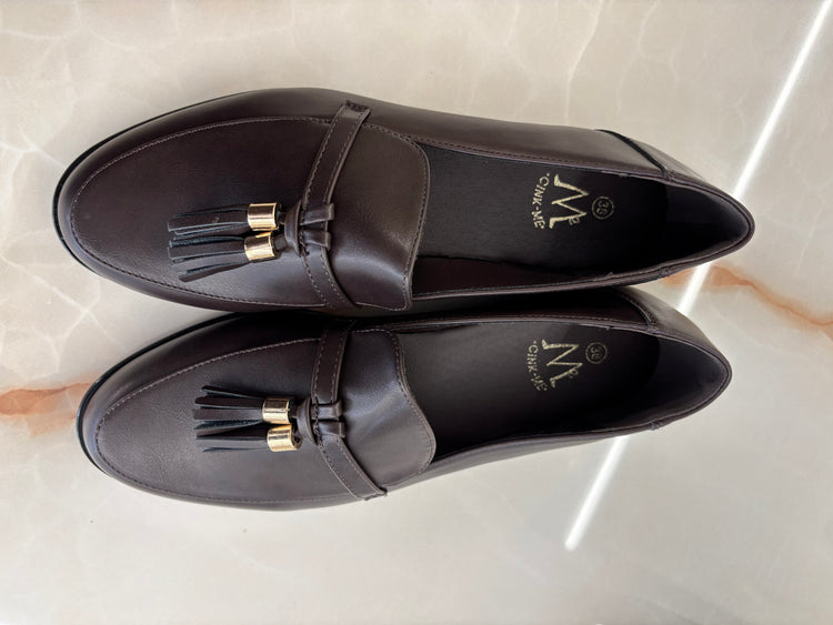 MOCASSINO ECOPELLE LISCIO - MARRONE