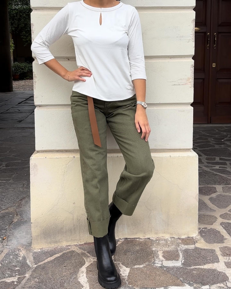 HAVEONE - PANTALONE " MANDY " - VERDE MILITARE