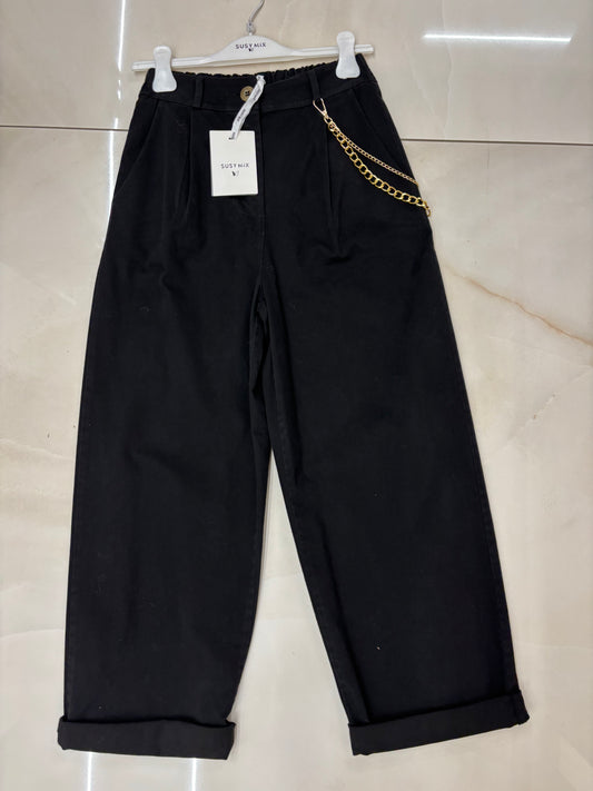 SUSY MIX - PANTALONE NERO C/CATENA