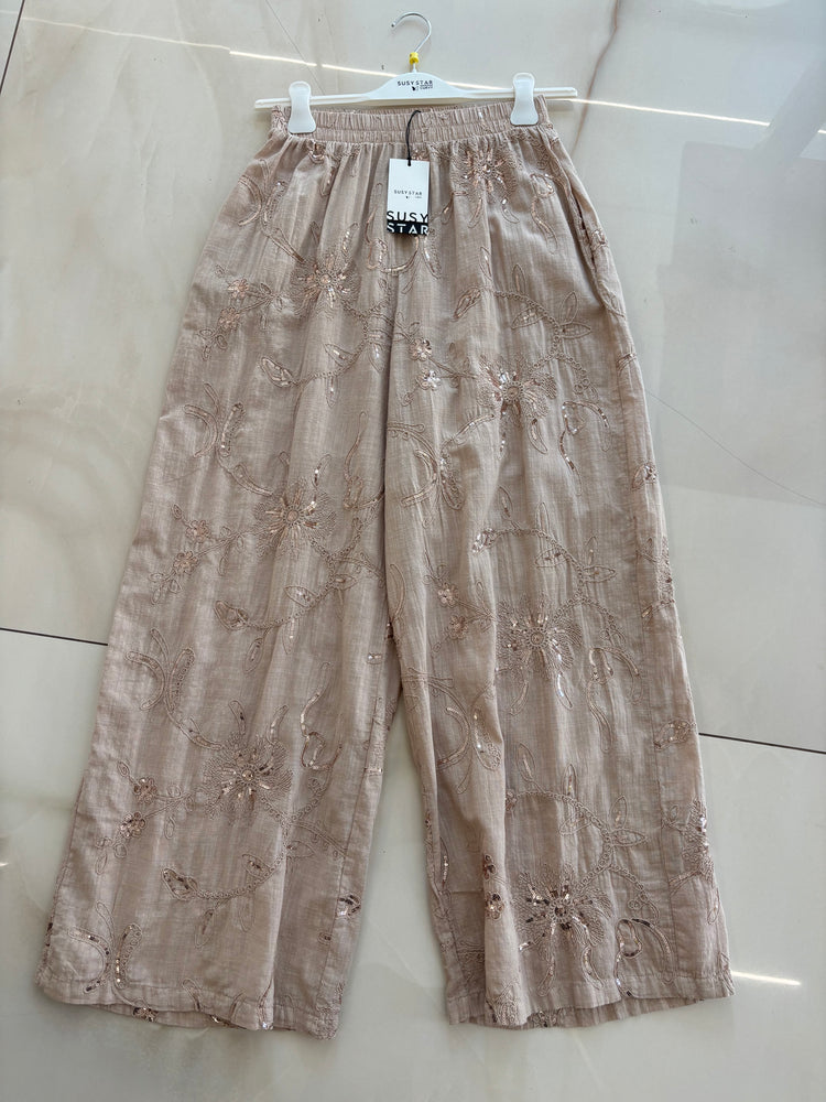 SUSY STAR - PANTALONE CURRVY STRASS - BEIGE