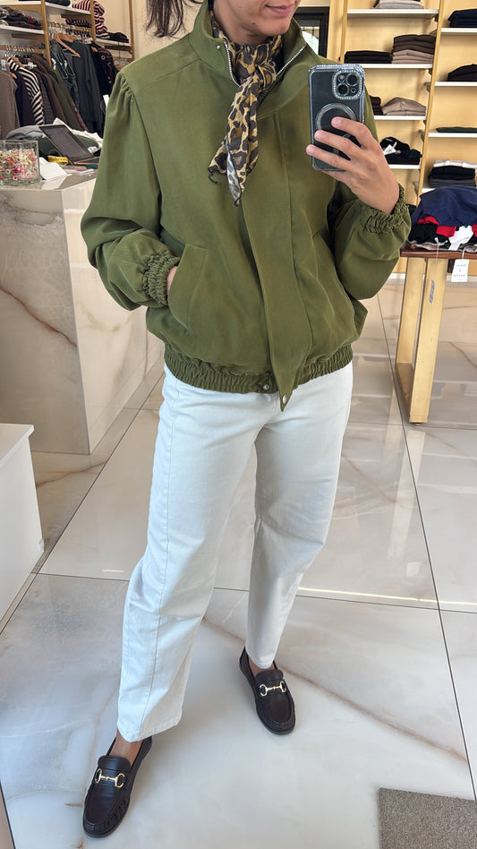 SUSY MIX - BOMBER IN CAMOSCIO - VERDE OLIVA