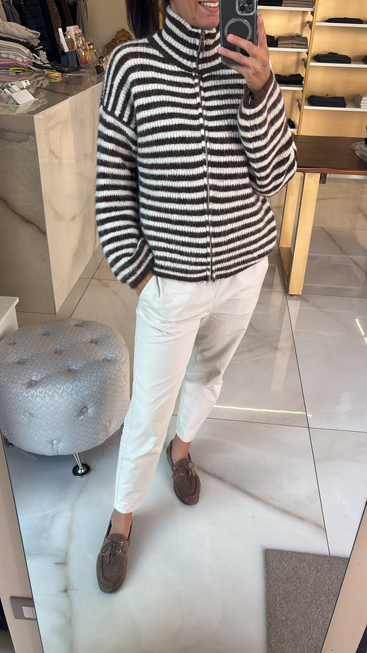 SUSY MIX - MAGLIA RIGATA - MORO