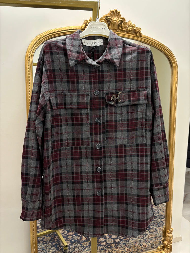 HAVEONE - CAMICIA/GIACCA A QUADRI - BORDEAUX