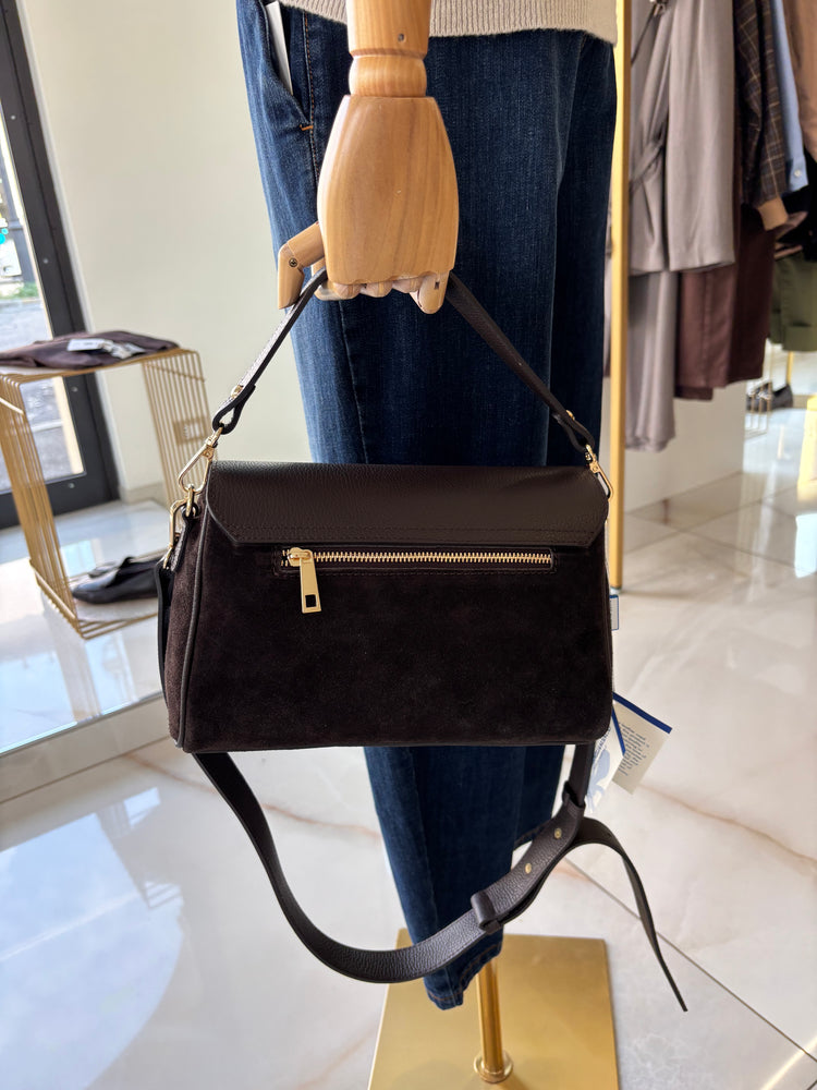 BORSA SUEDE E PELLE  - TESTA DI MORO