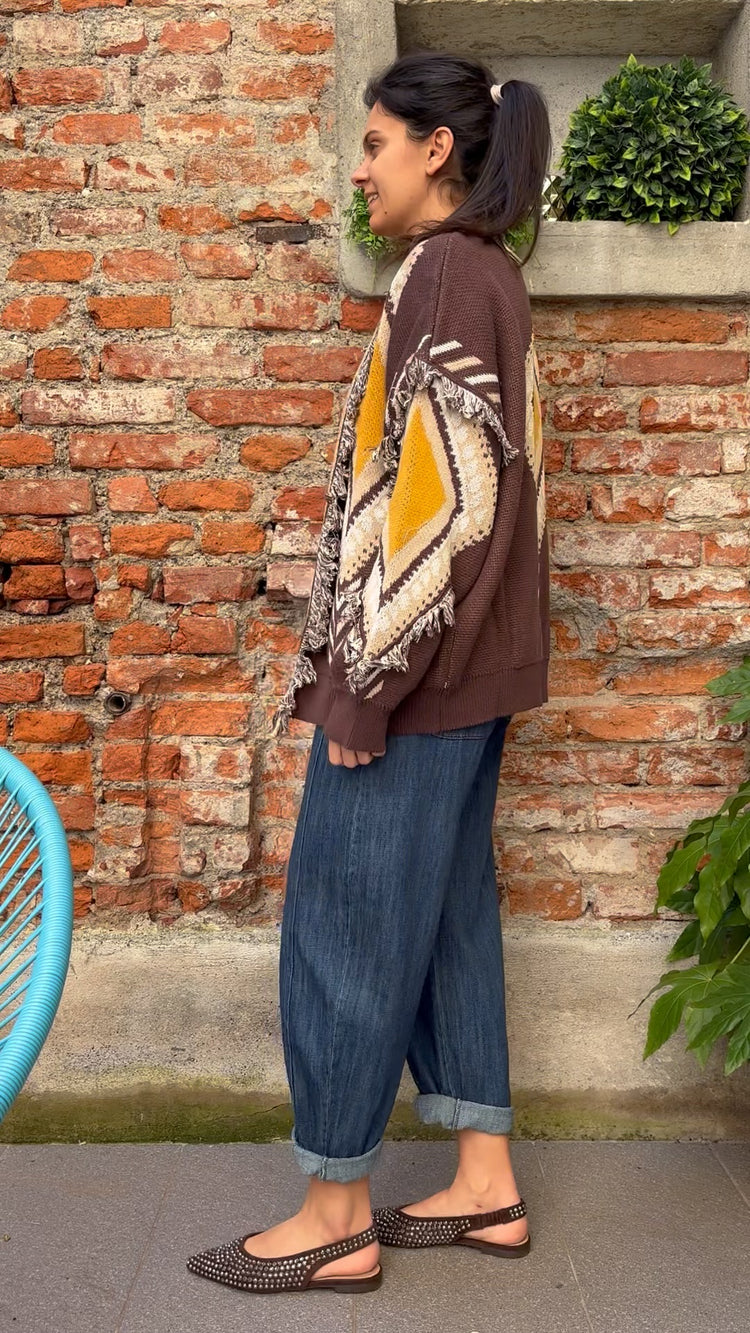 TENSIONE IN - CARDIGAN ROMBI - CHOCO