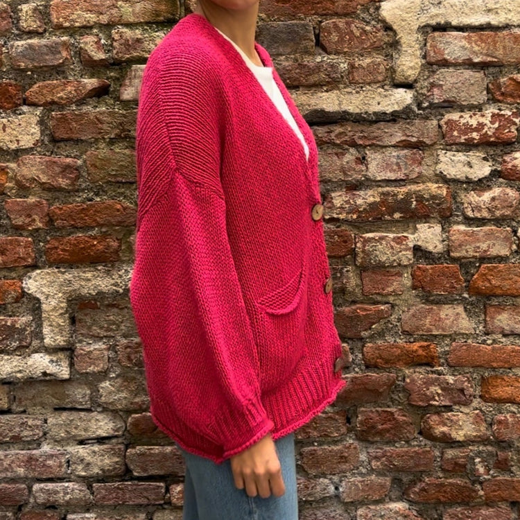 HAVEONE - CARDIGAN A TRE BOTTONI - FUCSIA