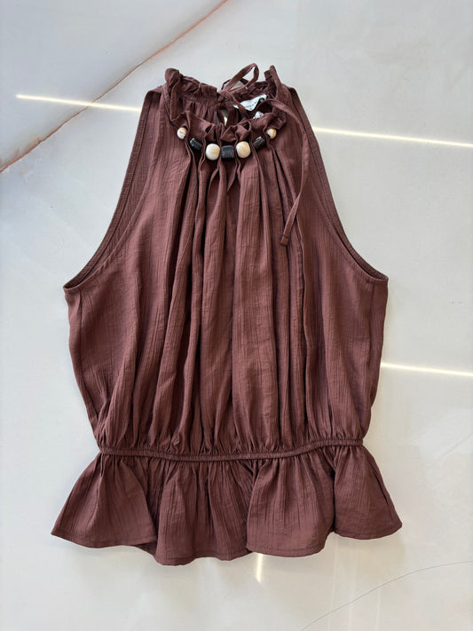 SUSY MIX - CANOTTA CON ACCESSORIO COLLANA - MORO