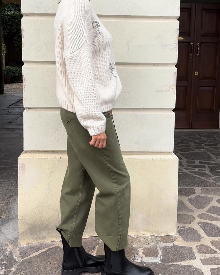 HAVEONE - PANTALONE " MANDY " - VERDE MILITARE