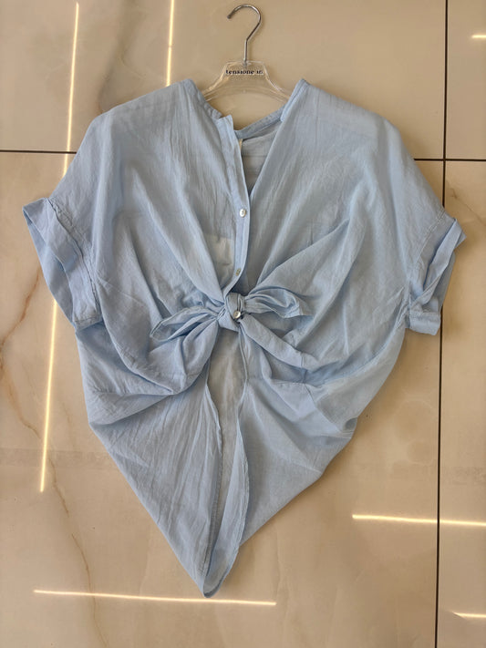 TENSIONE IN - CAMICIA MUSSOLA M. CORTA - AZZURRA