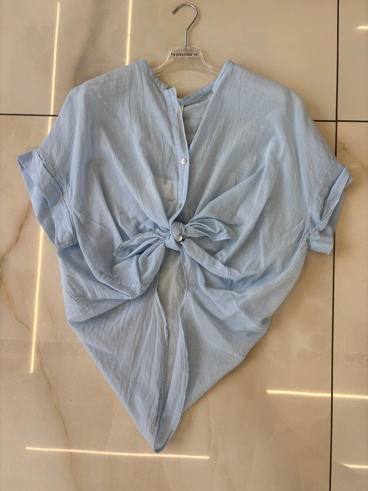 TENSIONE IN - CAMICIA MUSSOLA M. CORTA - AZZURRA