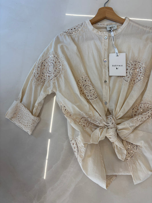 Susy mix - Camicia ricamo - burro